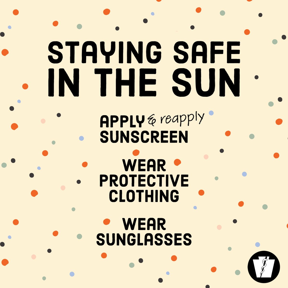 With the ☀️ shining a bit more, you may be spending more time outside! Take action to protect your skin from sun damage by wearing long-sleeved shirts, long pants, a hat + sunglasses. Don't forget to use broad-spectrum sunscreen with at least SPF 15!