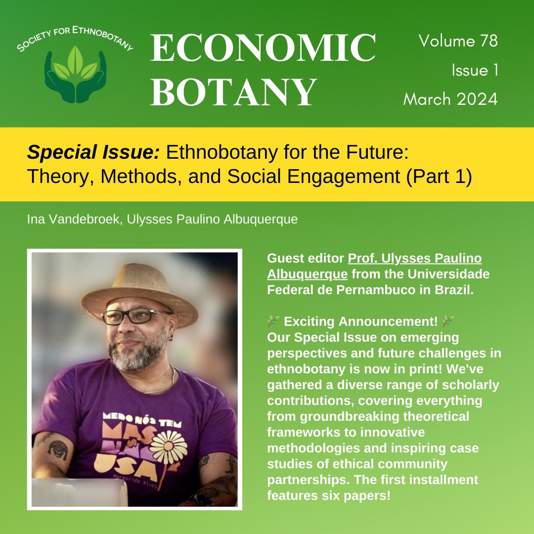🌿Exciting Announcement! 🌿
Our Special Issue on emerging perspectives &amp; future challenges in ethnobotany is now in print! The first installment features 6 papers!

SEB members can visit ethnobotany.org and login at the top right of the page to gain access to this issue!