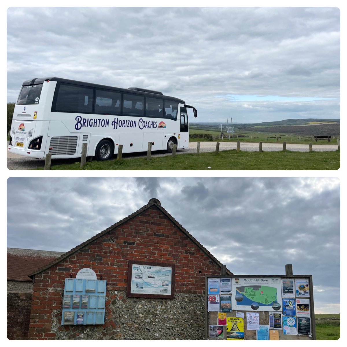 A view up on Seaford Head this afternoon with our Temsa visiting for the last stop of the day before the group is taken back into Brighton #brightonhorizoncoaches #bus #coach #temsa #seaford #brighton #sussex