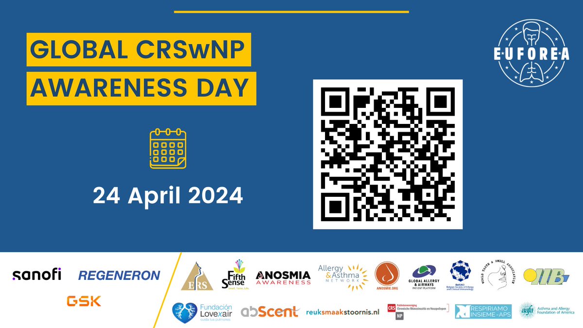 Today we're pleased to be working with @euforea by supporting Global CRSwNP Awareness Day. Chronic Rhinosinusitis with Nasal Polyps is a common, complex and challenging condition and a major cause of smell loss. Click here for more information euforea.eu/events/2024-gl… #LetsTalkCRS