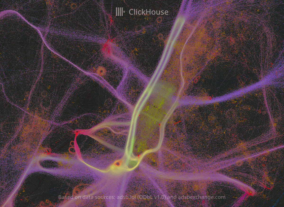 When we heard Alexey Milovidov was working on a Real-Time Flight Analytics demo using ADS-B flight data, we expected something technically impressive. 

What we didn’t quite expect was an entirely new form of 🎨! 

Read about how adsb.exposed ✈️ was built with just