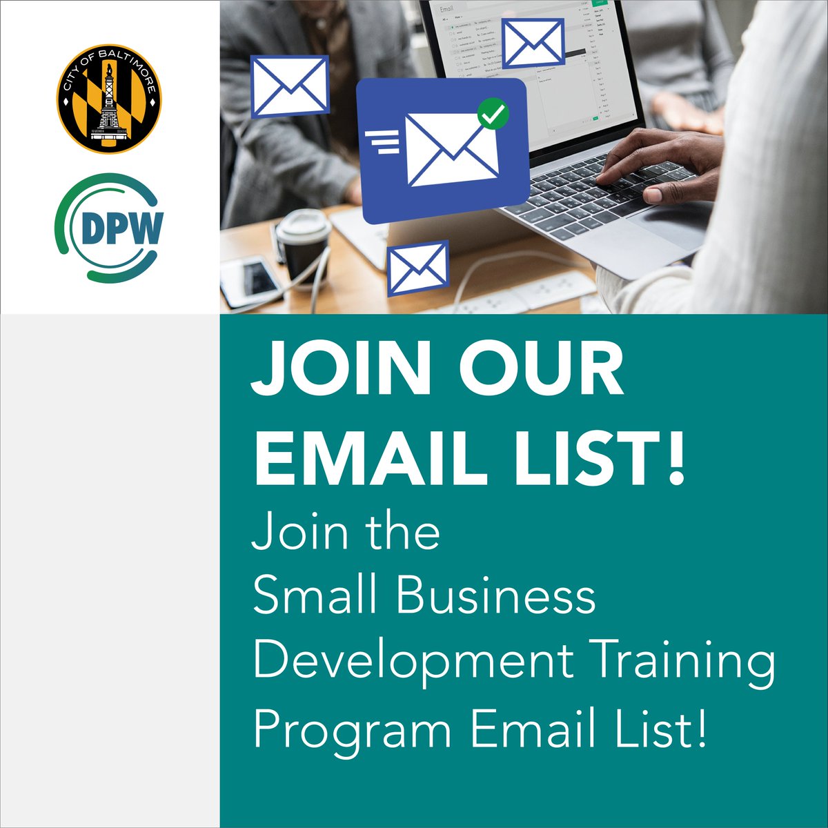 Have you joined the DPW Small Business Development Training Program email list yet? Click the link below and be among the first to know about upcoming deadlines and events! Join Now! forms.office.com/r/H4uBjHVk9a #BaltimoreCitySBD #SmallBusiness