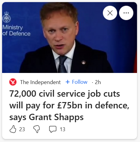 After Income Tax which the Government deducts before paying these Civil Servants they would have to be on over £1,500,000 each for the Government to save £75bn.

Their actual average salary is £30,110.