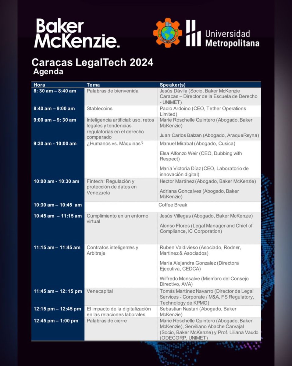 sacabache's tweet photo. Muy emocionado de participar en la 2da edición de «Caracas LegalTech», organizada por @BakerMcKenzieVZ y el Observatorio de Derecho Corporativo de la @Unimet, gracias al esfuerzo y coordinación de Marie Roschelle Quintero. ¡Los esperamos! https://t.co/h24fm0adRt