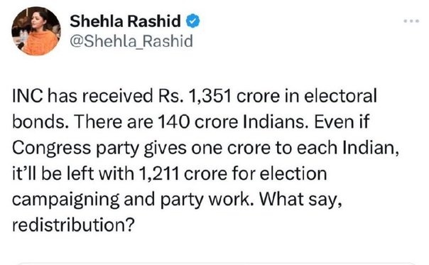 I hope u have deleted this tweet @Shehla_Rashid . I have not understood the arithmetic in this. Please revisit and amend ur tweet