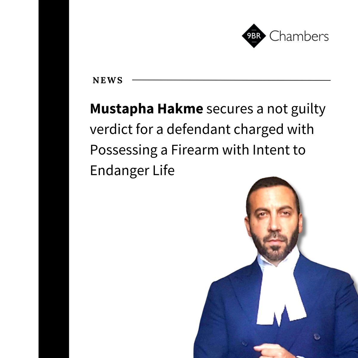 9BR Chambers (@9brchambers) on Twitter photo Mustapha Hakme secures a not guilty verdict at Snaresbrook Crown Court for a defendant charged with Possessing a Firearm with Intent to Endanger Life.
He was instructed by Paul Cameron and Marcia Lawrence of <a href="/barkandco/">Bark&co Solicitors</a>.
Read more about the case: 9brchambers.co.uk/our-news-views… Mustapha Hakme secures a not guilty verdict at Snaresbrook Crown Court for a defendant charged with Possessing a Firearm with Intent to Endanger Life.
He was instructed by Paul Cameron and Marcia Lawrence of <a href="/barkandco/">Bark&co Solicitors</a>.
Read more about the case: 9brchambers.co.uk/our-news-views…