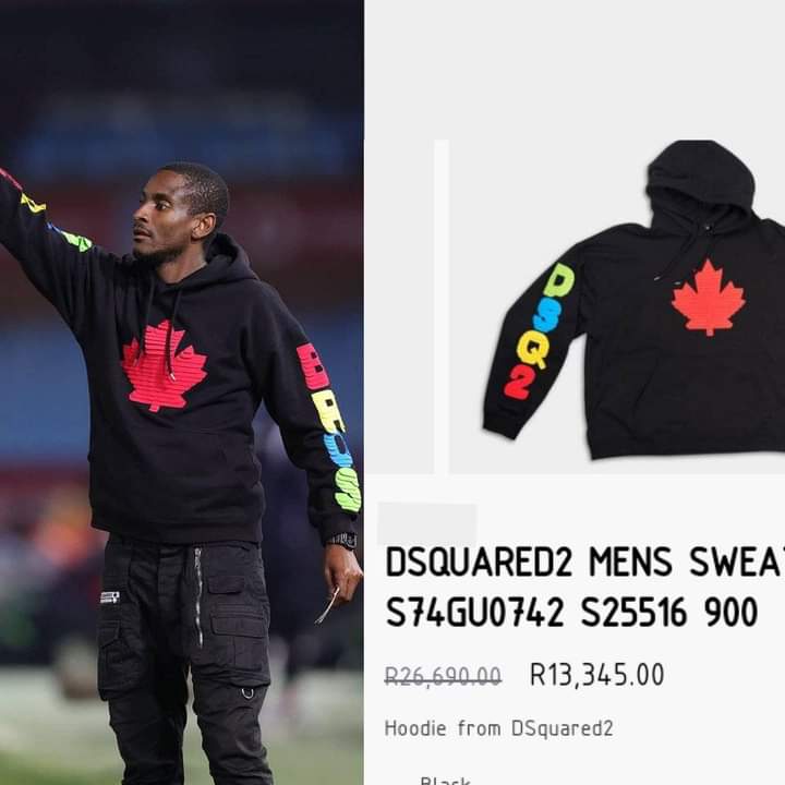 sixft7latina's tweet image. 𝗥𝟮𝟲 𝟬𝟬𝟬 😳

🇿🇦 Mamelodi Sundowns coach, Rhulani Mokwena wearing a sweatshirt worth R26 690 last night!