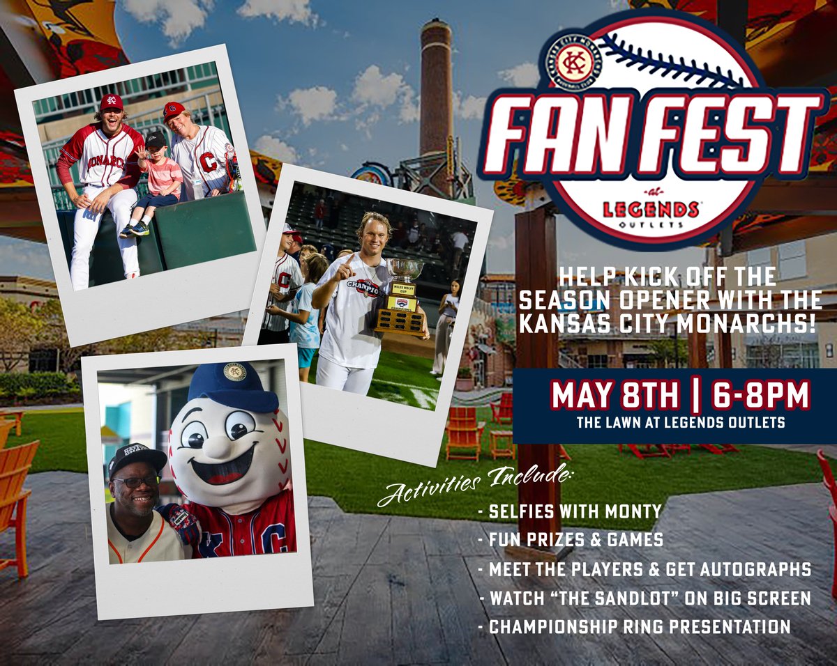 We hope we see you at this year's Fan Fest on the Lawn at @LegendsShopping on May 8th! Join us to celebrate the 2023 American Association Champions and be there to watch the championship ring presentation. Plus fun prizes, meet the team, Monty, and more!