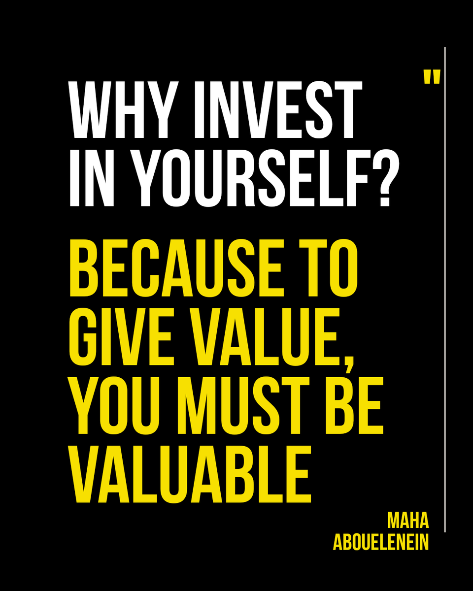 I always talk about bringing value to other people - but you cannot bring value to others unless you yourself are valuable. By this I mean, invest in yourself - be curious, acquire skills and knowledge, expand your network and build new relationships! Staying relevant is crucial…