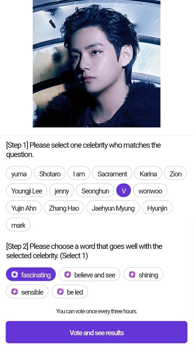 Dc Inside x Mycelebs 📢
Idol is the “textbook of geek chic” who looks good with glasses

Vote for #V Kim Taehyung ✅1x3HRS
📍Select •V •fascinating •purple bar
🔗vote.mycelebs.ai/m/theme_pick_v… 
🏆news articles & advertisers
C.Rank #1 BTS V
CONGRATULATIONS TAEHYUNG 
CONGRATULATIONS V