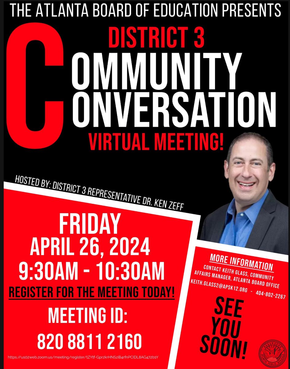 Join your District 3 Representative, Dr. Ken Zeff for a virtual community meeting happen Friday, April 26, 2024, at 9:30am. Register in advance for this meeting: us02web.zoom.us/meeting/regist…