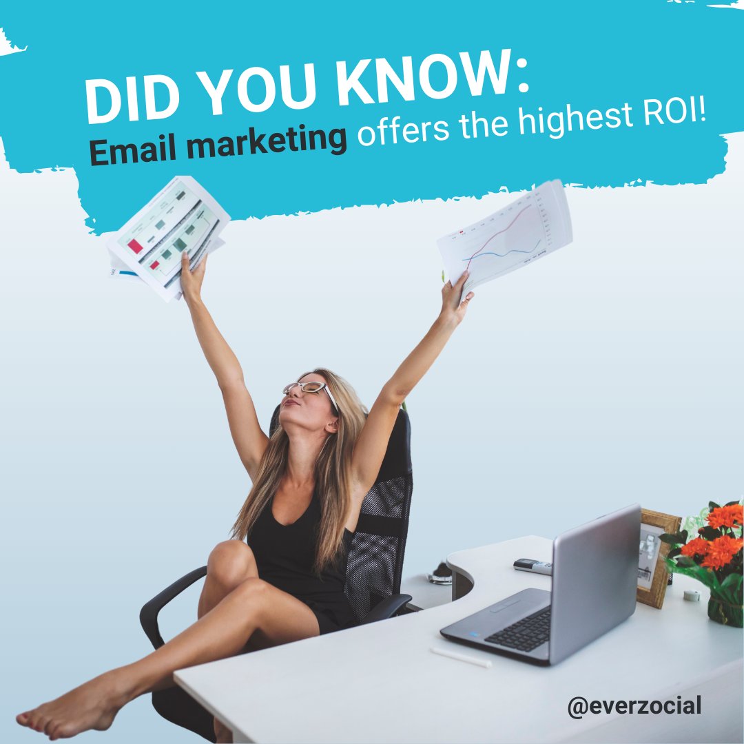 DID YOU KNOW: Email marketing offers the highest ROI! 💰

Contact EverZocial today for effective email marketing solutions! 💯
📱951-514-2888 ✉️hello@everzocial.com
🔗everzocial.com

#digitalagency #everzocial #ROI #emailmarketing