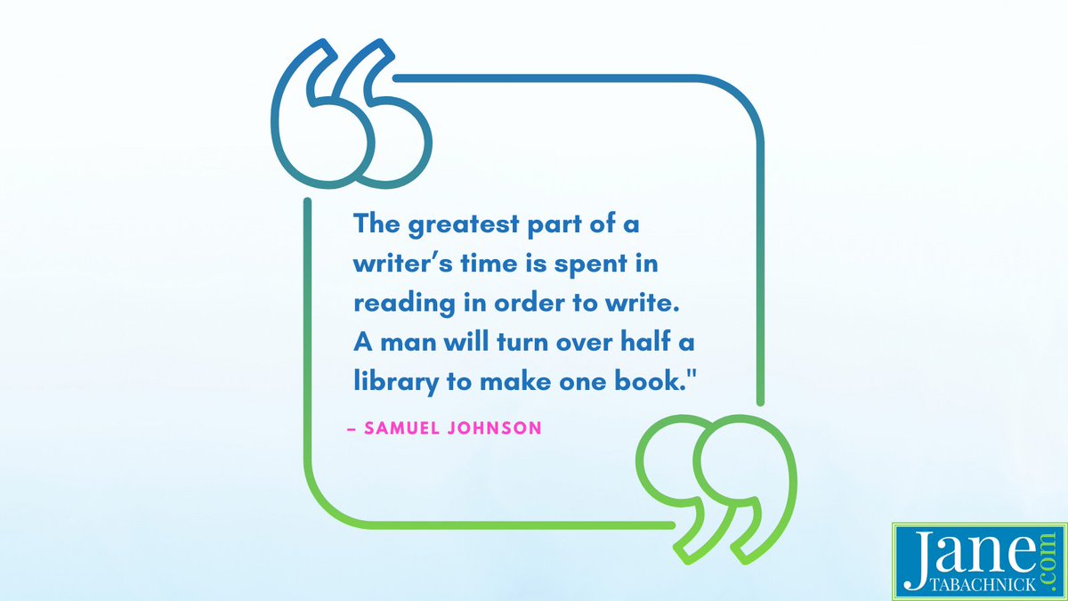 JaneTabachnick's tweet image. "The greatest part of a writer’s time is spent in reading in order to write. A man will turn over half a library to make one book." – Samuel Johnson

#authorlife #writingabook #author