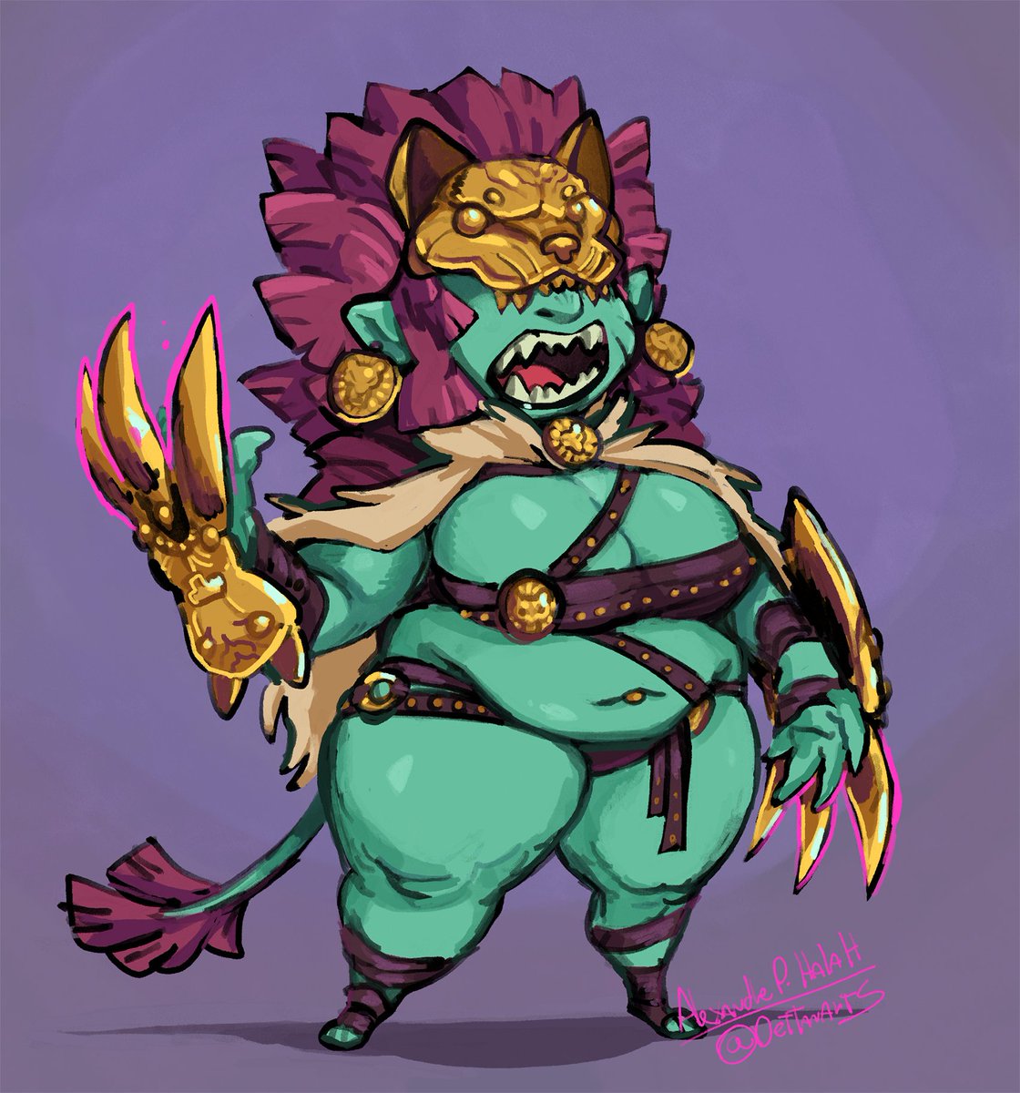 random goblin warrior doodle from last night ~ she's fierce and feral !