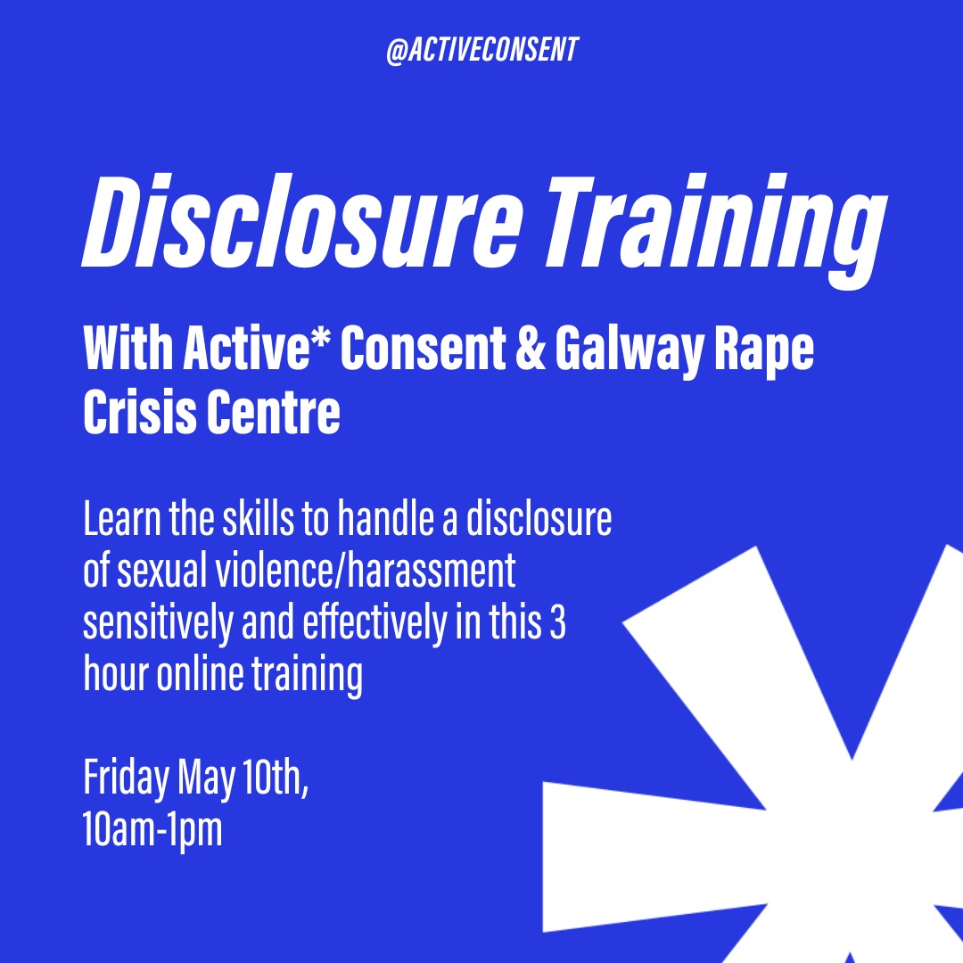 Calling all @ThisisFet staff! 📢 Join the hundreds of people who have taken @ActiveConsent First Point of Contact Disclosure Training with @GalwayRCC and register for the 3hr course on Friday the 10th of May 2024. Click the link below to apply 👇 forms.microsoft.com/r/4cMMuqkKpw
