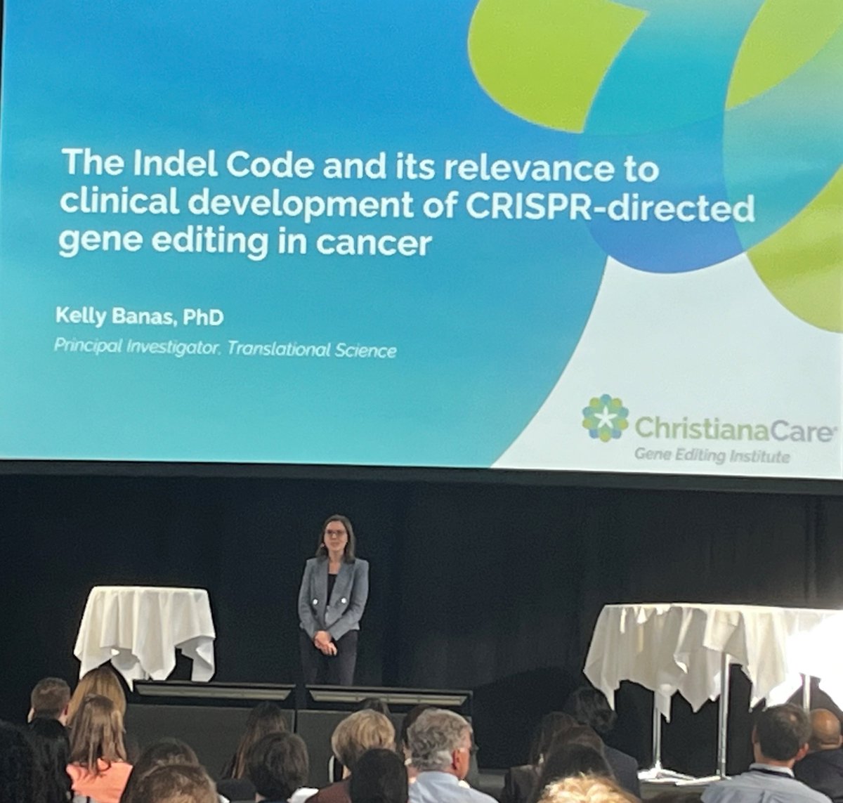 Today, Kelly Banas, Ph.D., presented her work on the indel code and its key role in moving cancer research forward. This is a topic she's tirelessly worked on for years, and to see her showcase it on a major international stage is immensely rewarding. #CRISPRMED24