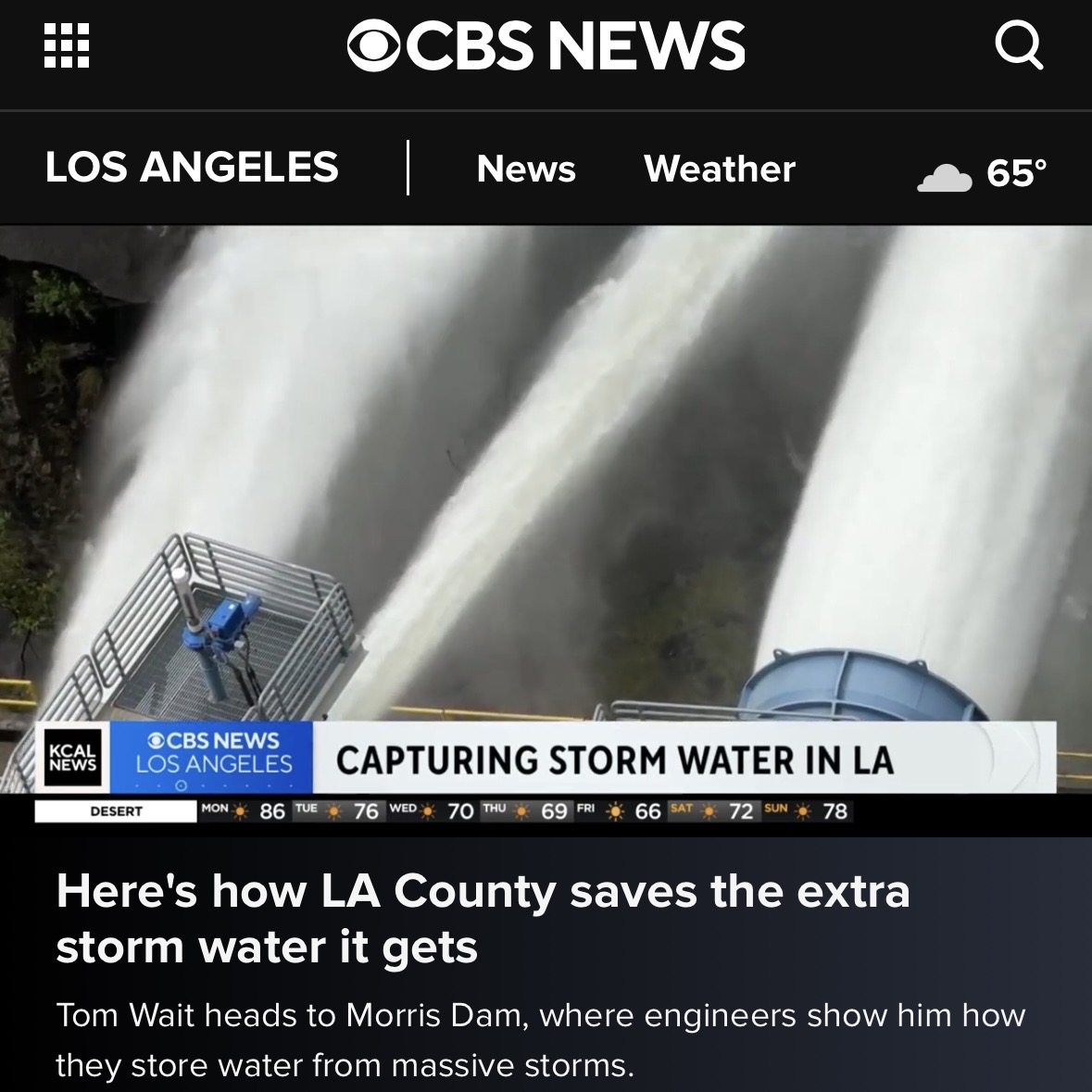 📣ICYMI: @Kcalnews got an up-close look at #MorrisDam, one of 14 major dams managed by #LACounty to capture and store #stormwater during this year’s record-breaking rainfall 🌧️ Watch the clip at the🔗link in bio. #WaterforLA #StormwaterCapture