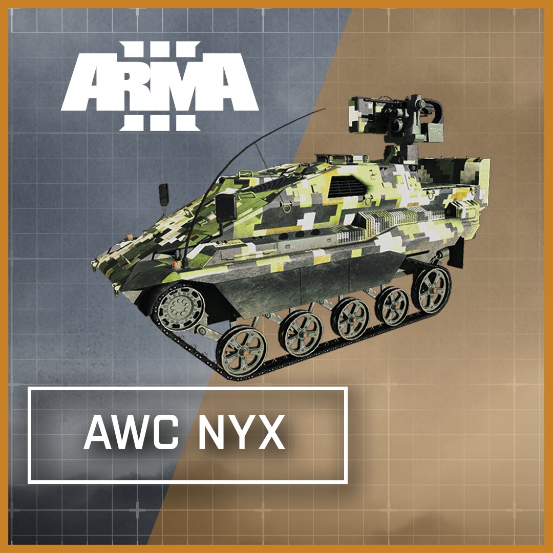 #Arma3 #LegendaryAssets 
 
#22 – AWC Nyx (Tanks DLC)
 
The Armored Weapons Carrier (AWC) 300 Nyx is a modular family of combat vehicles, consisting of a number of light, fast, and agile variants used by the Altis Armed Forces (AAF). Small, relatively quiet, and lightly armored,…