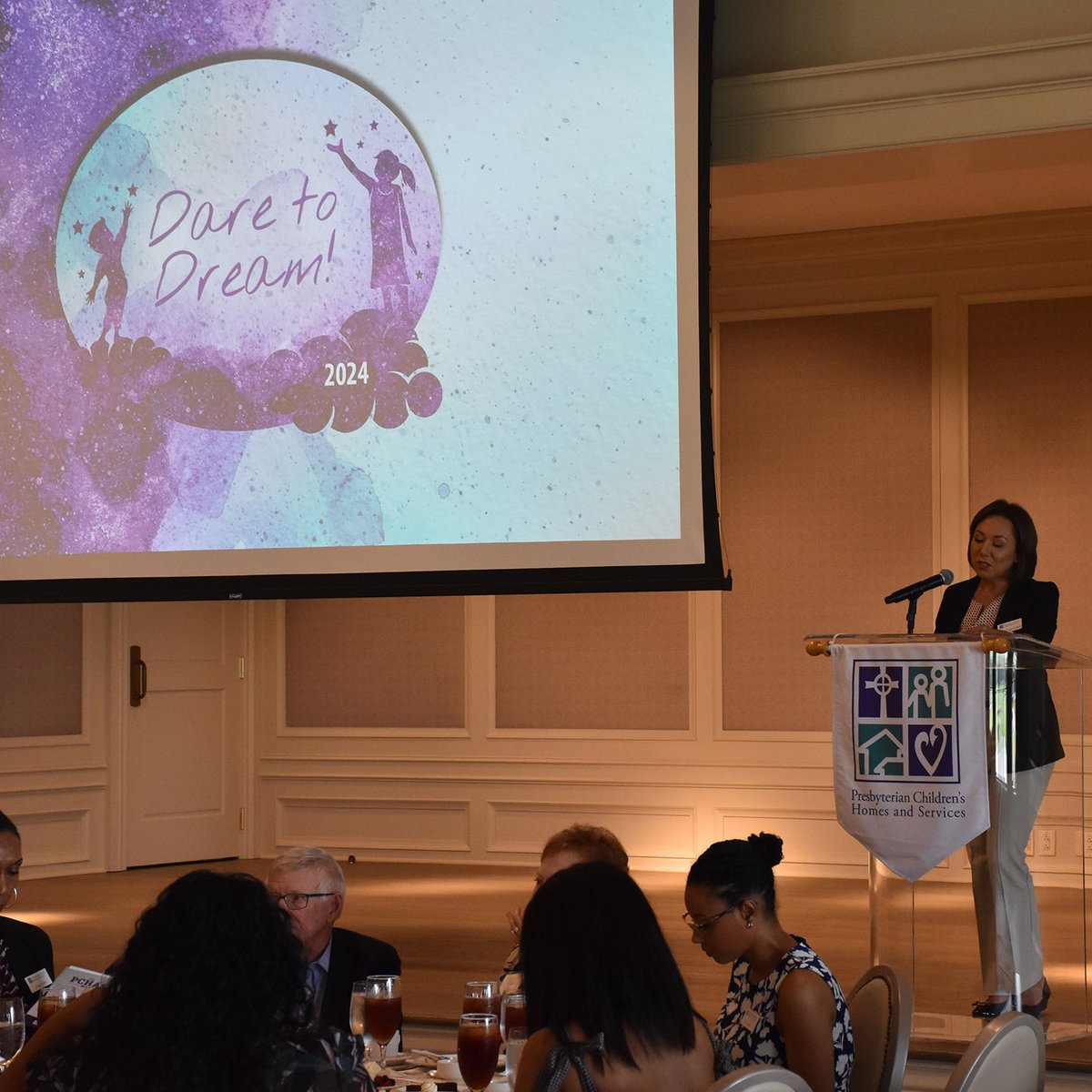 PCHASWay's tweet photo. Embracing the spirit of "Dare to Dream" at the Houston luncheon! ✨ Together, through your generosity and commitment, we're making dreams a reality. ☁️💜#PCHAS #DareToDream https://t.co/GzK7920MF6