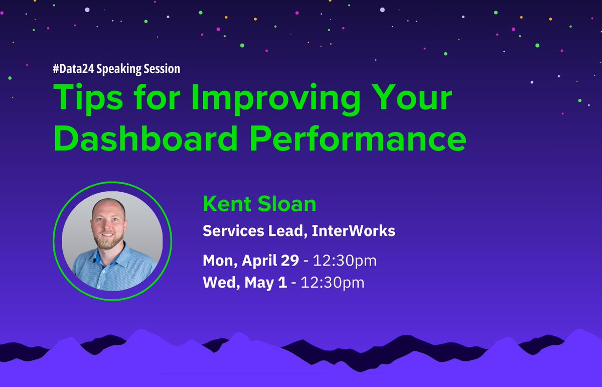 Learn about the key areas affecting your dashboard performance and the best practices to enhance both user and developer experience at Kent Sloan’s #data24 presentation! 

Don't miss out! Add it to your Tableau conference calendar now: sforce.co/4b5KHOh