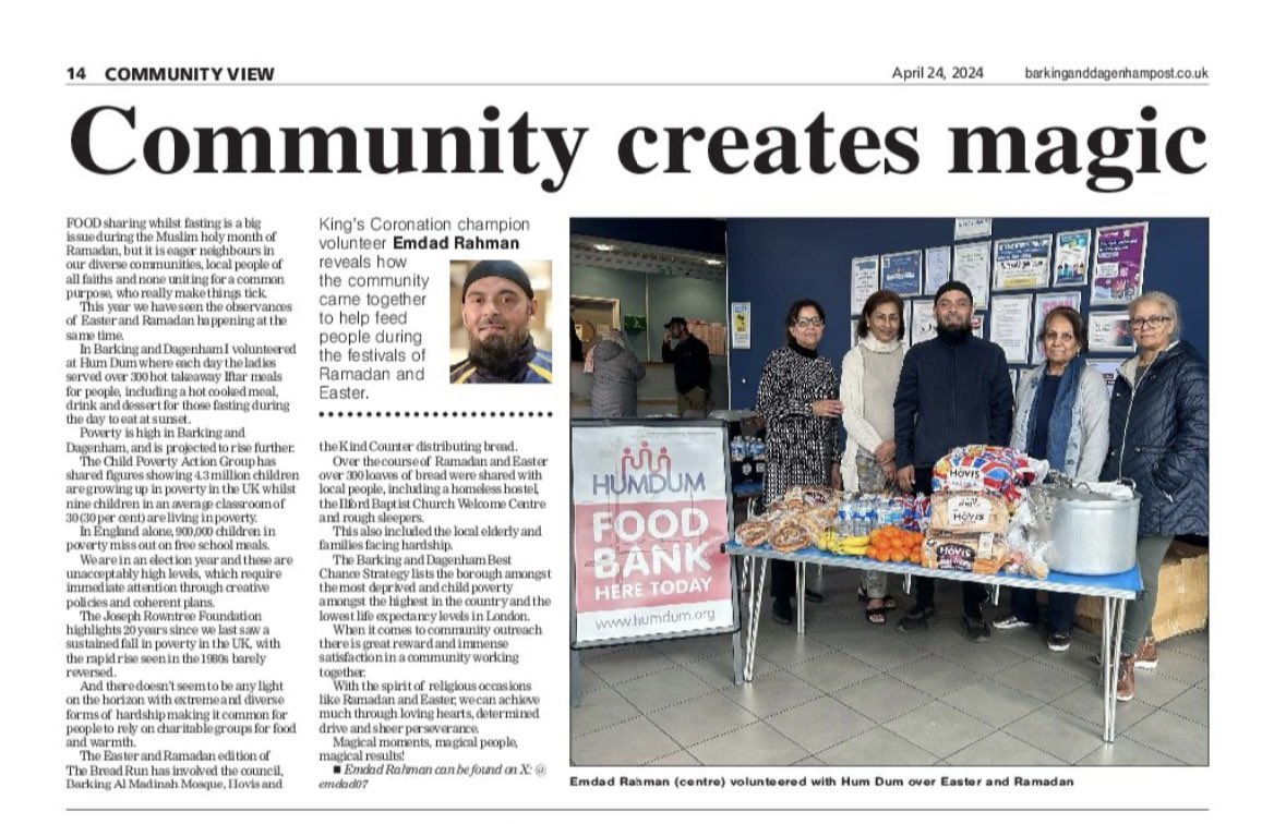 My @BDPost column is on how diverse faith communities use the spirit of occasions like Ramadan and Easter to tackle poverty in its many forms

When it comes to community outreach there is great reward and immense satisfaction in a community working together

#thewanderinglondoner