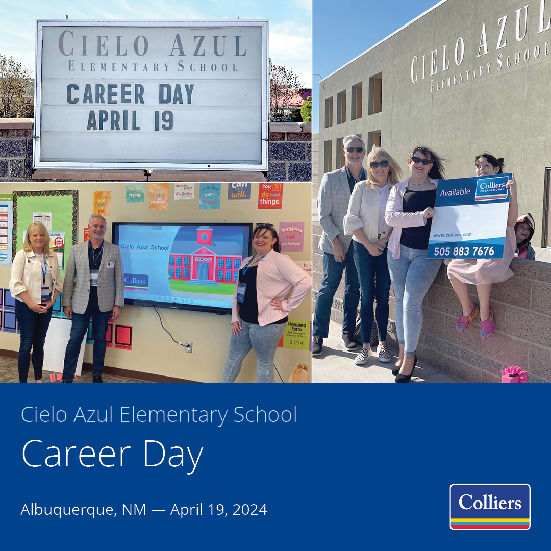 Thank you, Cielo Azul Elementary, for inviting us to present at Career Day last week! We can’t tell who had more fun… the Colliers' Team or the kids! 

#colliersnm #careerday @‌Colliers_NM
