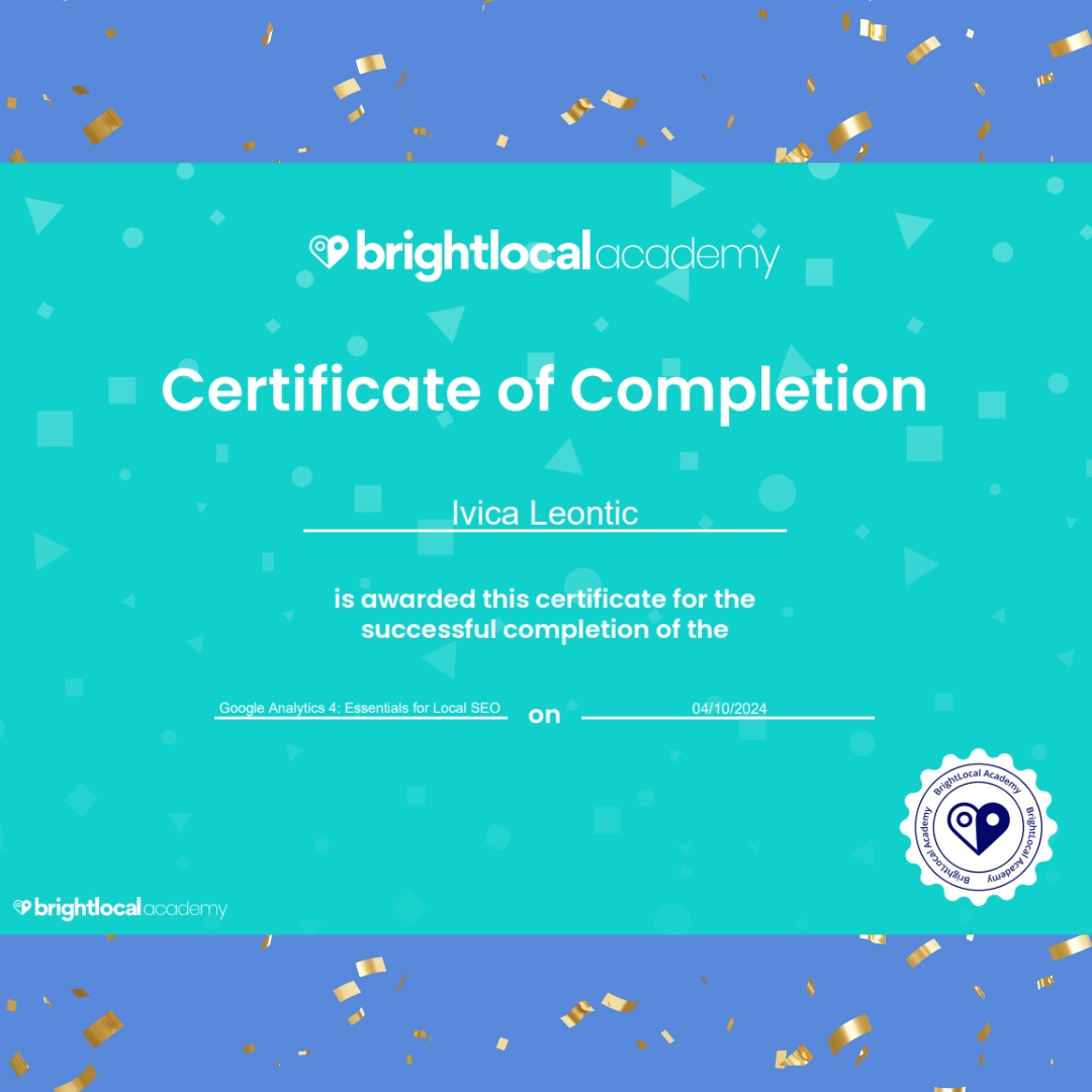 🎉🚀Congrats to our amazing SEO & Web Dev teams on completing Google Analytics 4: Essentials For Local SEO! 🙌🏼👏🏼

#GoogleAnalytics4 #LocalSEO #Teamwork #Growth #DigitalMarketing