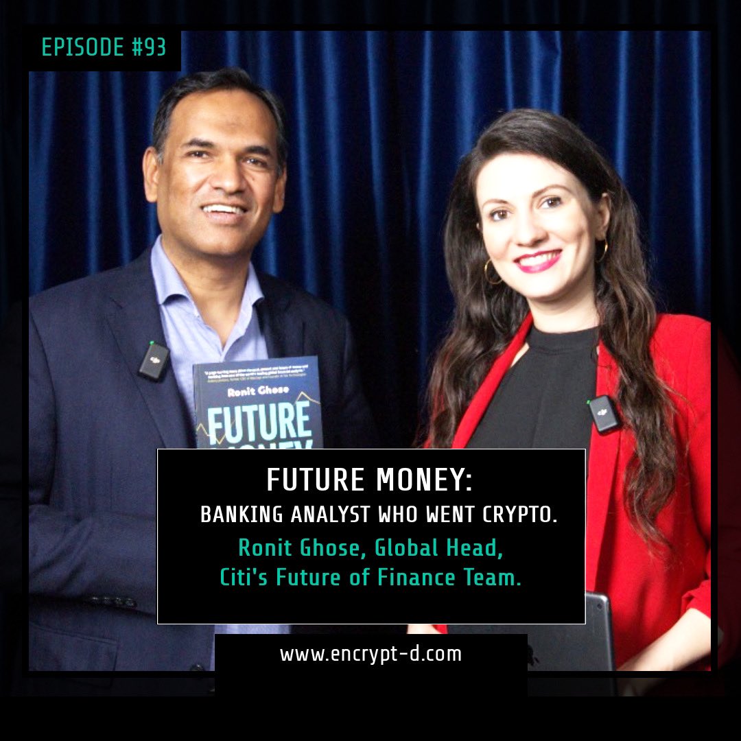 🚀 Excited to announce our latest, #93rd episode of the @Encrypt_d podcast, powered by @myco_io, “Future Money: Banking Analyst Who Went Crypto”, featuring @ronitA380, Global Head of @Citi’s Future of Finance team!