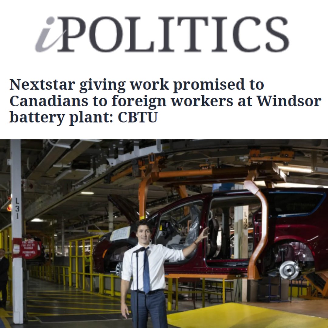 🚨BREAKING NEWS 🚨 More Trudeau Incompetence 

Trudeau's $44B giveaway to corporations is a slap in the face to Canadians. 

The CBTU's letter confirms our fears: foreign workers are replacing locals in Ontario's battery plants. 

Trudeau's deception and incompetence are costing