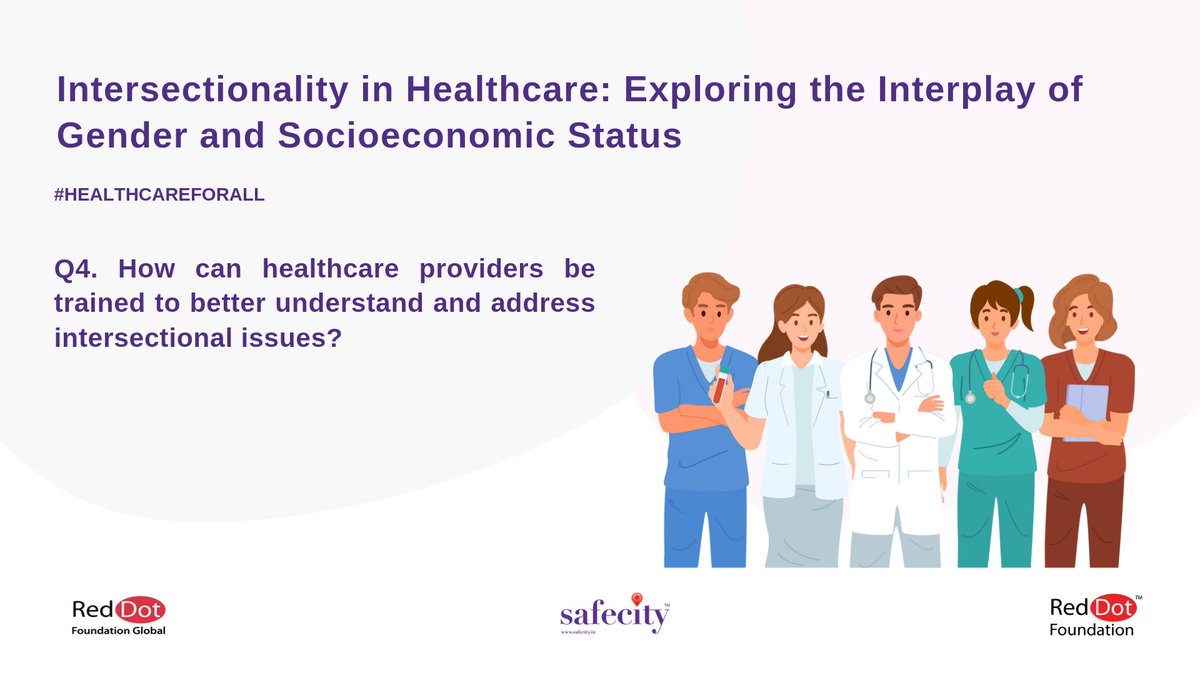 4.  ⁠How can healthcare providers be trained to better understand and address intersectional issues?
- You can tweet your answers with the question number (e.g. A1, A2, A3) 
- Use the hashtag #HealthCareforAll
#Safecity #RedDotFoundation
@AbhijitDhillon1