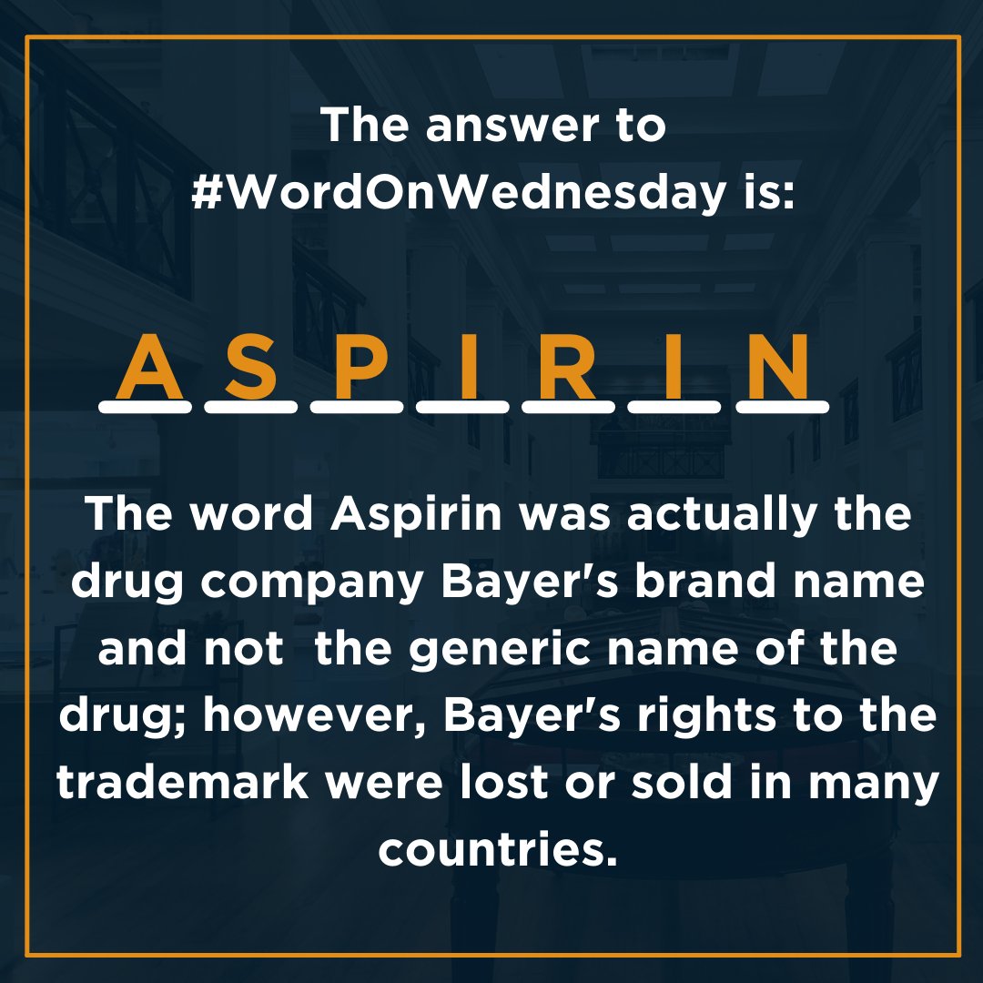 The answer to #WordOnWednesday this week is aspirin.