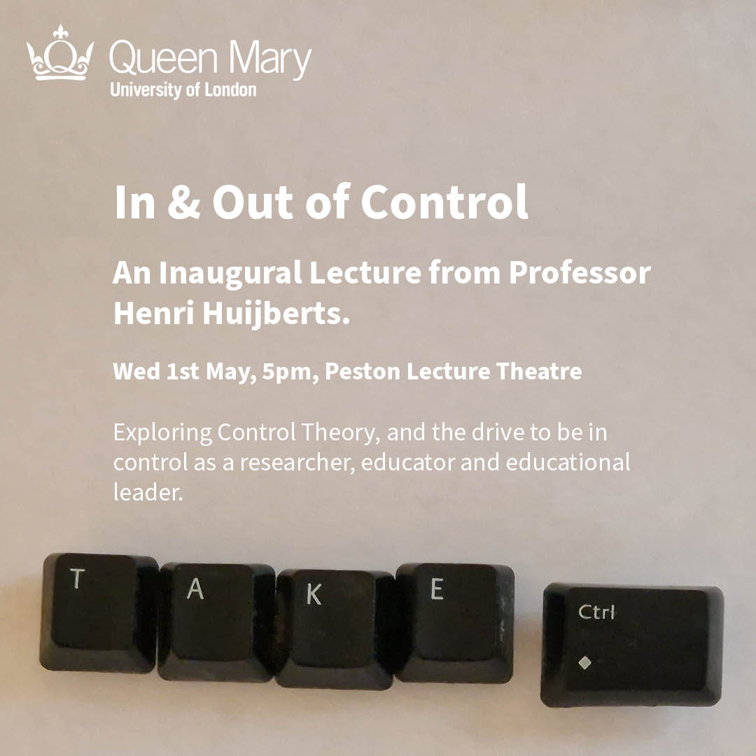 This time next week, we'll be considering the theme of control with Professor @HenriHuijberts. Join us for free, in person or online: eventbrite.co.uk/e/in-out-of-co… #freevent #science #maths #controltheory #scienceevent #inaugurallecture
