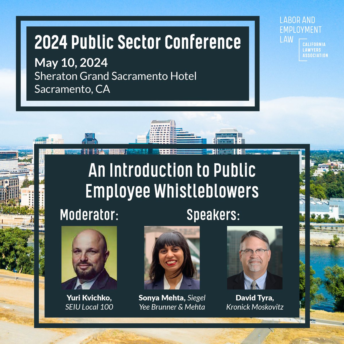 🚨 Curious about  whistleblower statutes and procedures? 

One of the many informative panels at the upcoming Public Sector Conference will delve into this and more. 
Learn more and register today 👇

calawyers.org/event/2024-pub…

#CALawyers #TogetherWeLaw #LaborLaw #PublicSector