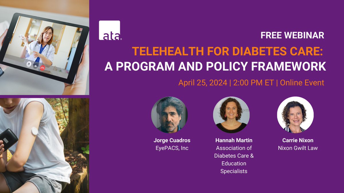 🚨Tomorrow! Innovations in telehealth are making diabetes care more accessible and effective than ever. 🌟 Join our expert panel to learn about the cutting-edge technologies driving change. Register now! 🔗 bit.ly/4aqeTDJ #InnovativeDiabetesCare