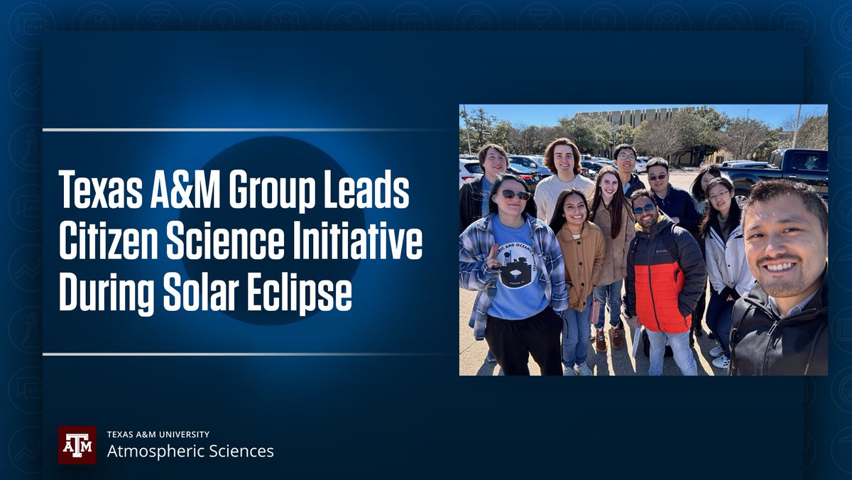 .@TAMU_ATMO's Dr. Yue Zhang served as a state-level coordinator for four of the 35 teams that took part in @@CitizenCATE2024, a nationwide effort to capture the sun's corona along its entire 2,100-mile total solar eclipse path on April 8th. Read more: tx.ag/ZhangCitizenCA…