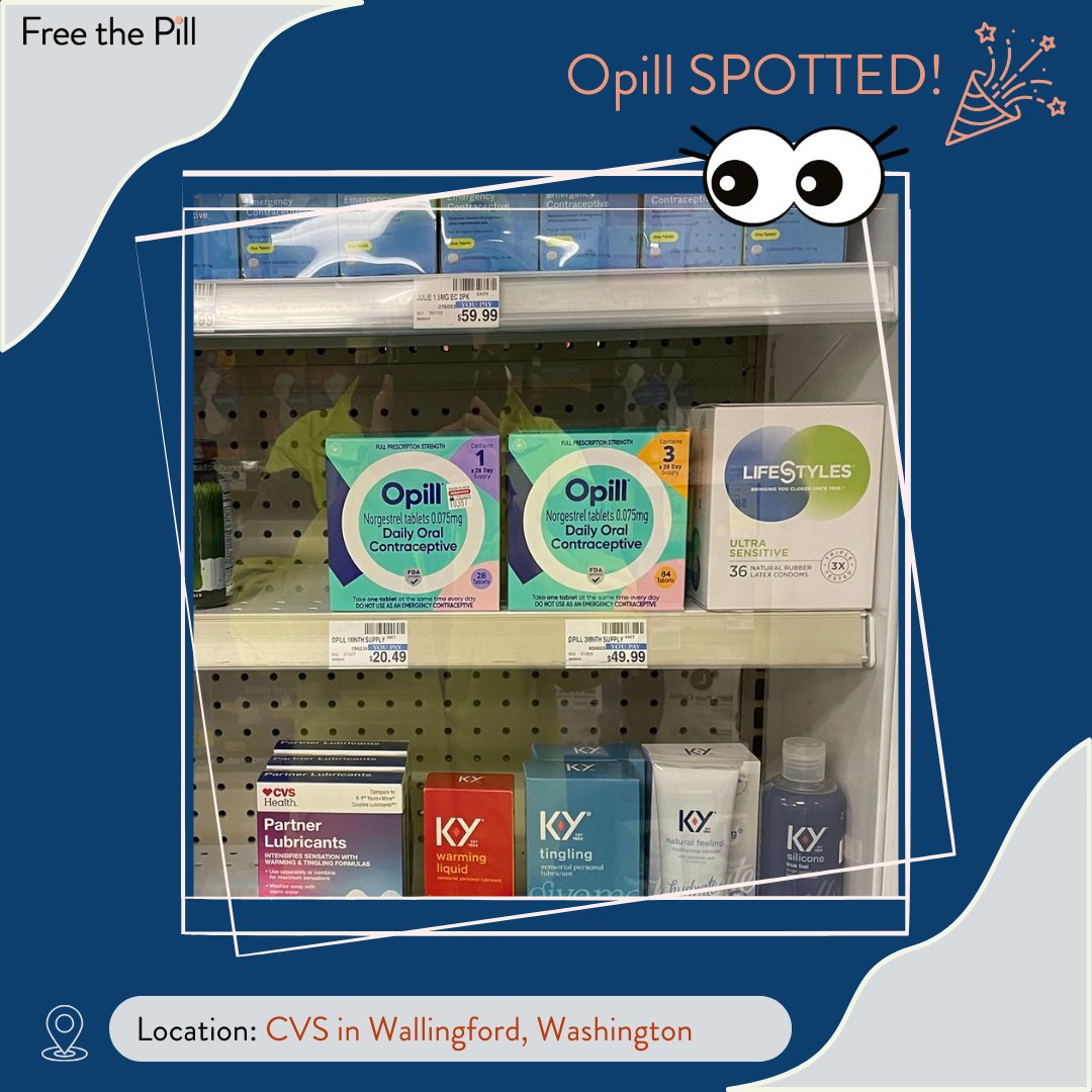 As we count down the days to #FreeThePill Day on May 9 (16 days to go 🥳), we're sharing Opill sightings from coalition members & staff across the country. 👀

First up are these awesome shots from @NWHealthLaw! they saw Opill in 29 different in-person and online locations 🤯👏