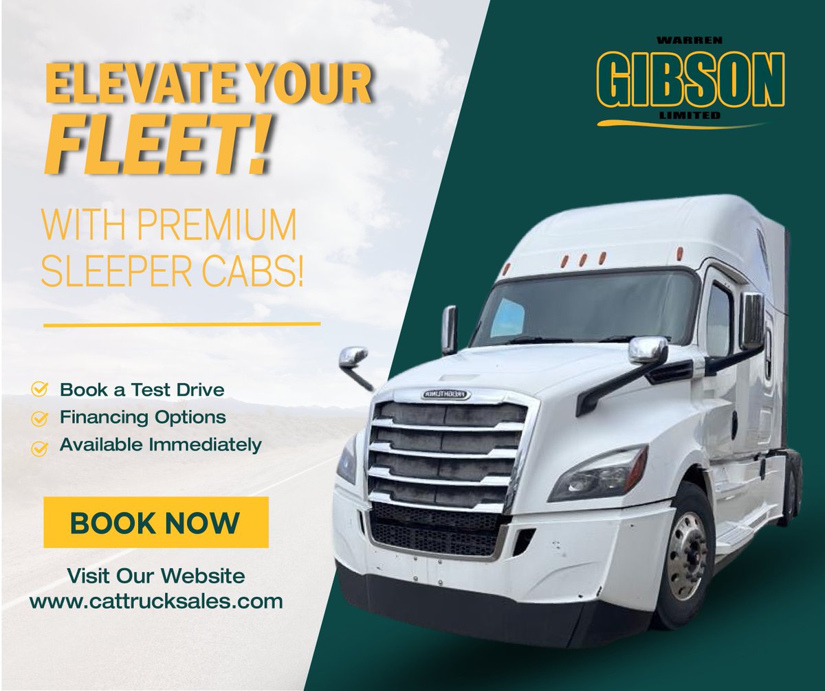 Revitalize your fleet and elevate your business to new heights with our quality used trucks! 🚛
Click the link below to book your test drive today! 
hubs.li/Q02t7MGd0 

#WarrenGibson #WarrenGibsonTrucks #buyandsell #buytrucks #cascadia #freightliner #sleepercabs #dayca