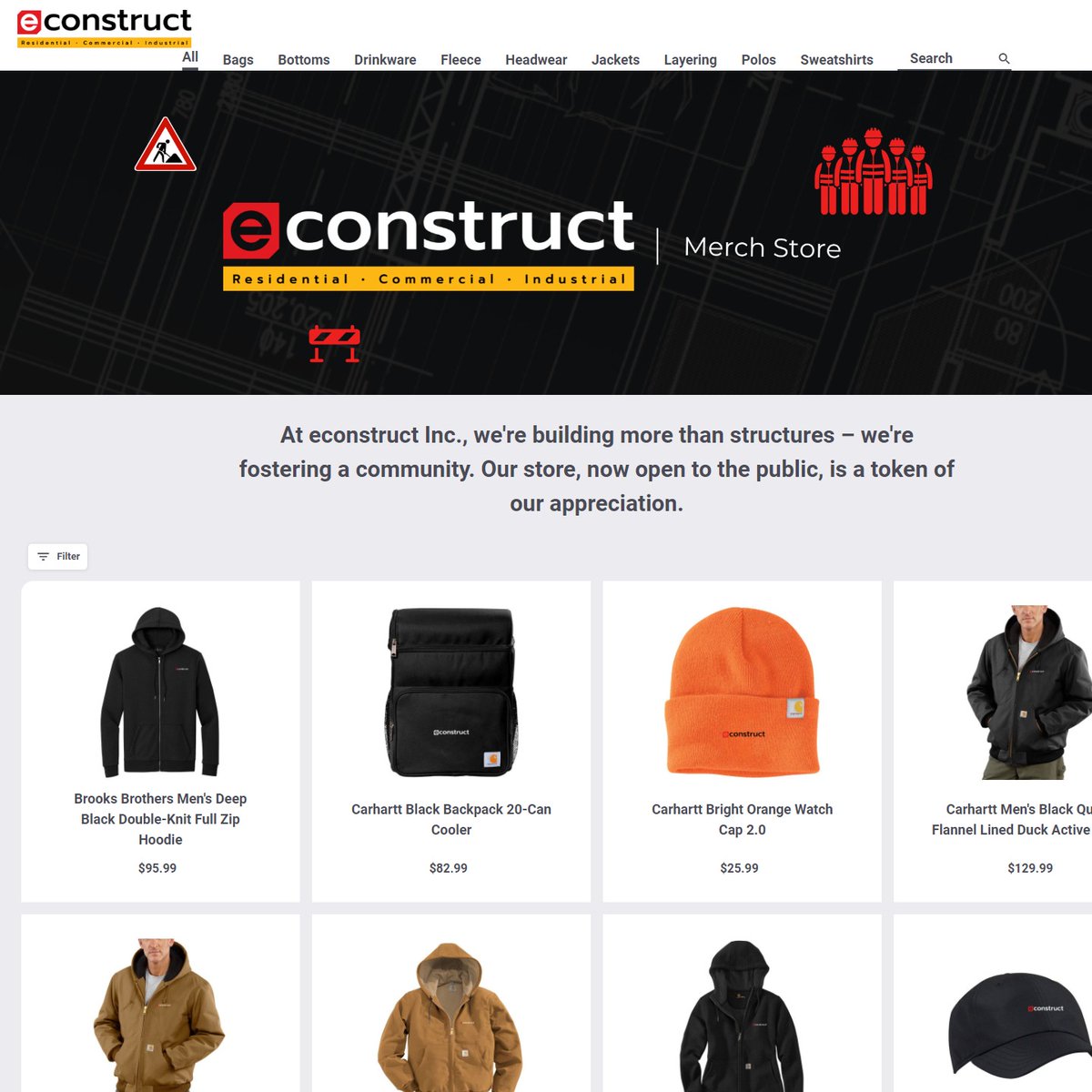 econstructinc's tweet image. Show off your love for building and great design! 😎 Our econstruct merch shop is now open. Gear up with hats, jackets, bags, and more. tinyurl.com/2ynvw6oj #econstruct #buildingcommunity #merchdrop