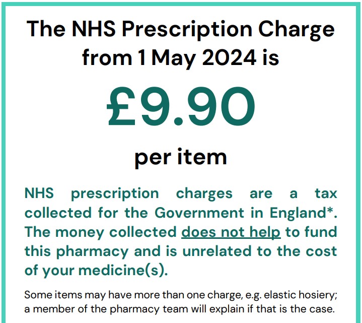 Its that time again! Your Government has decided to tax you again if you are ill. The cost of your medication will increase to:- 
- £9.90 per item
- £19.80 - 1yr HRT PPC
- £32.05 - 3m  PPC
- £114.50 - 1yr PPC

#pharmacy #suffolk #communitypharmacy