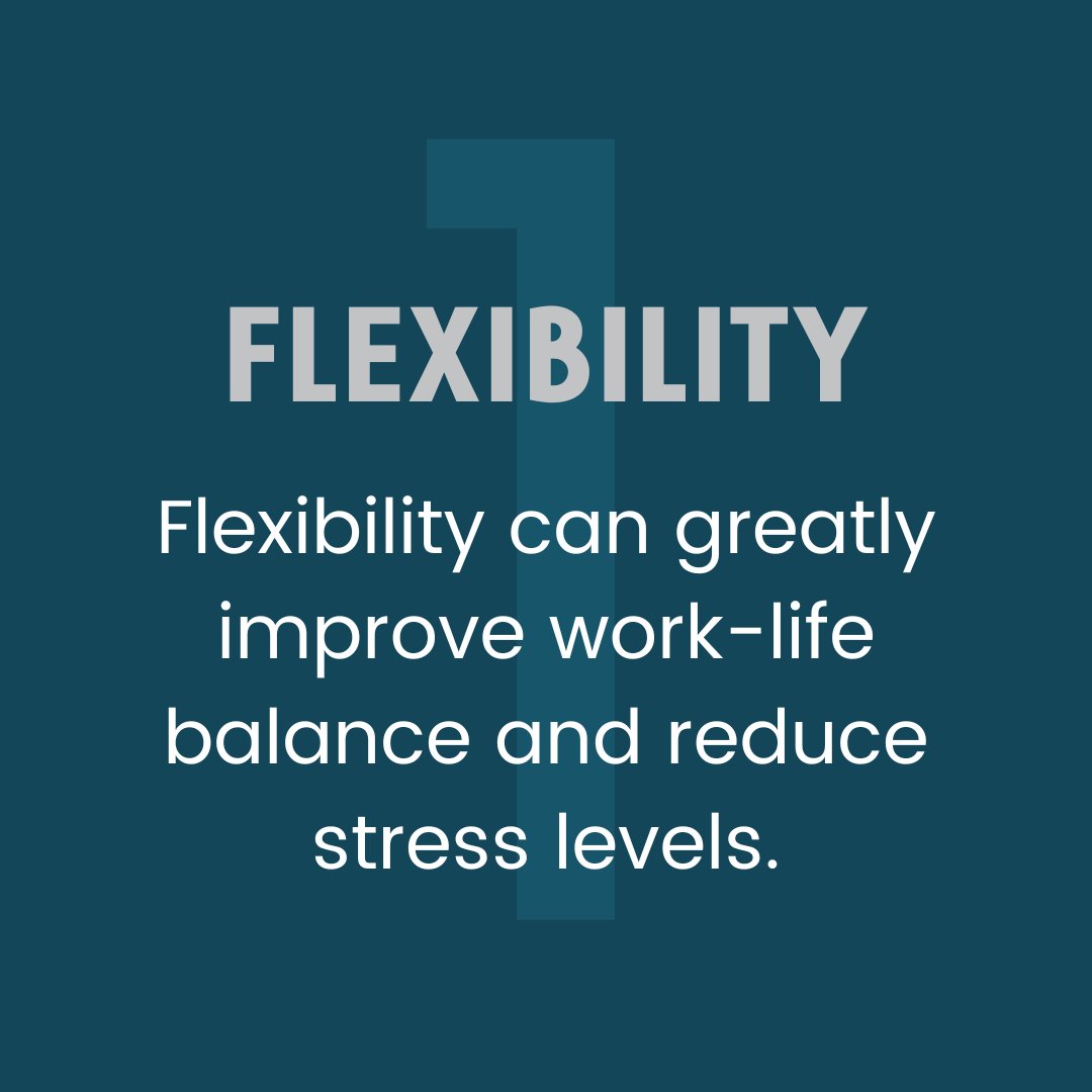 EcgInsurance's tweet image. 1. FLEXIBILITY
Flexibility can greatly improve work-life balance and reduce stress levels.

#ECGInsurance #BenefitsMadeSimple #EmployeeMorale #BenefitsPackage #EmployeeBenefits #FamilyFriendly