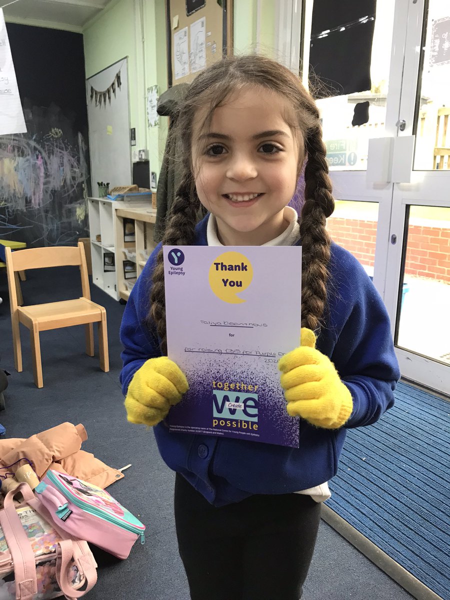 Well done to this one for her fund raising in support of @youngepilepsy @WroxhamSchool we presented her with this certificate in front of her class #feelingproud