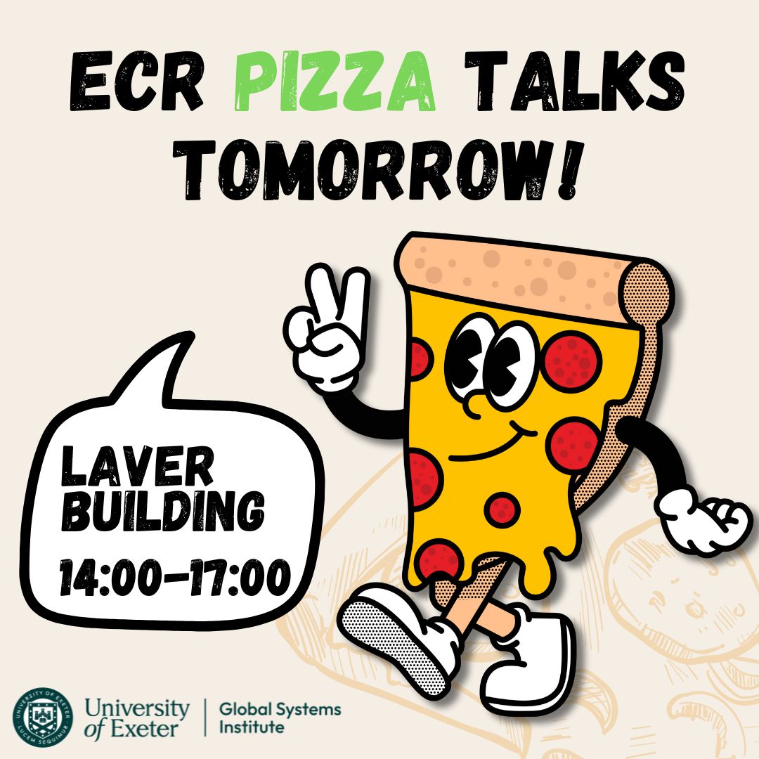 GSI_Exeter's tweet image. Don't forget the the first ever ECR collaborative lightning talks event is tomorrow! Come along or talk on your research, recent publication, new areas for collaboration or anything else related to being an ECR.
FREE pizza for all attendees!
#GSI #IDSAI #ECR #Research #Seminar