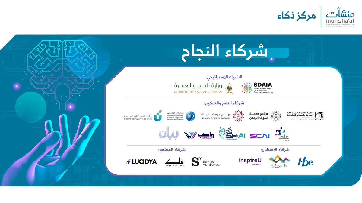 نشكر جميع شركائنا في #مسابقة_الذكاء_الاصطناعي_في_العمرة؛ لدعمهم المتواصل للمسابقة في جميع مراحله، متمنّين لهم تواجداً دائماً في عالم #الابتكار.

#مركز_ذكاء #أسبوع_الابتكار_2024