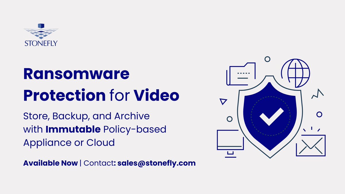 Protect your video production and archive assets, or video surveillance from #Ransomware by policy-based Immutable and Air-gapped On-Premises or Cloud Appliance. Contact us at sales@stonefly.com 

#VideoProduction #VideoSurveillance #RansomwareProtection #ImmutableStorage