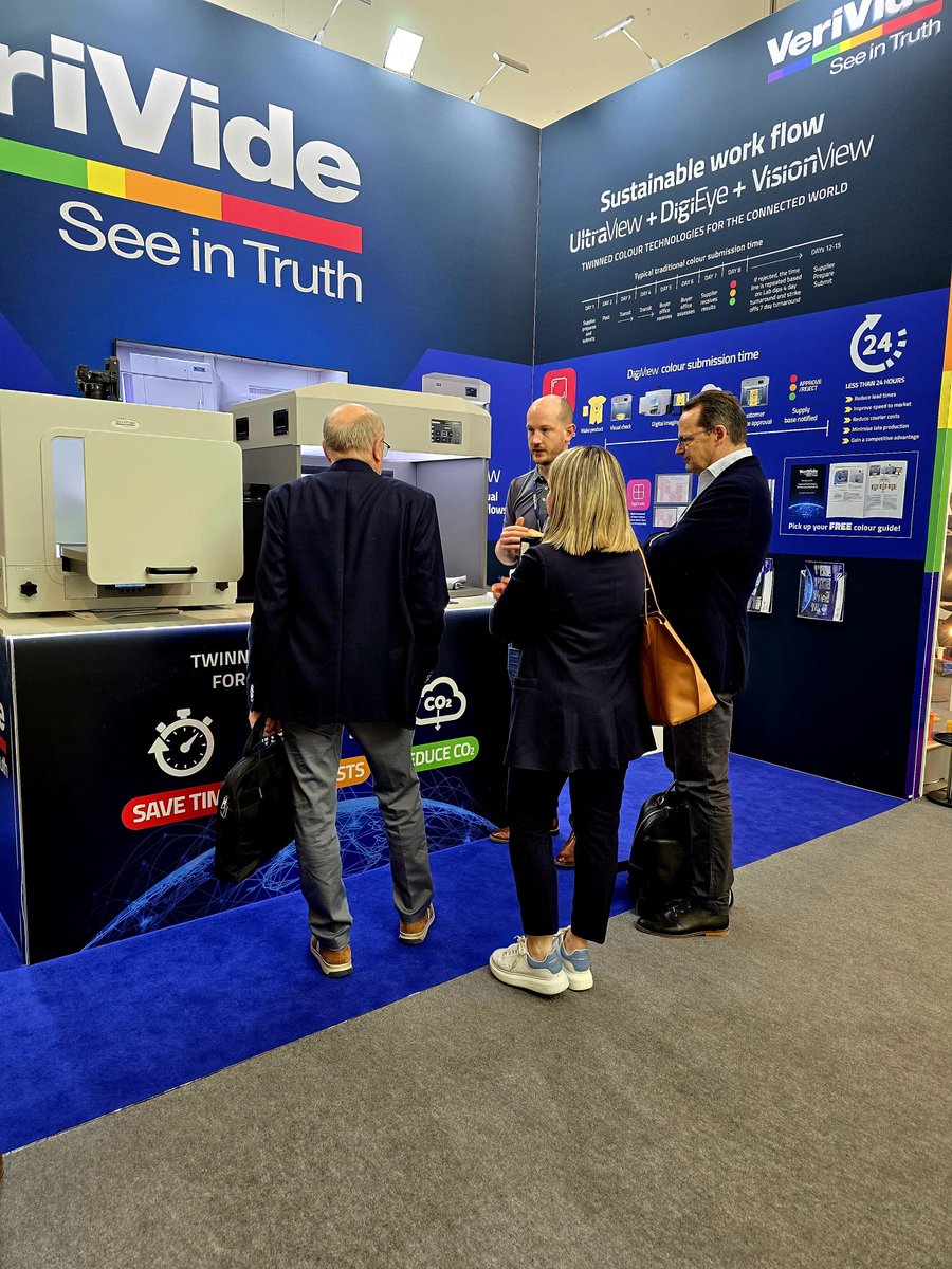 VeriVide's tweet image. Day Two of @ttx_tp is coming to a close🥴 But we get to do it all again tomorrow! 

Thank you to everyone who came to the stand today. We&apos;ll be here all week to answer your questions and give demonstrations about DigiEye and VisionView 👋

#TechTextil #TexProcess