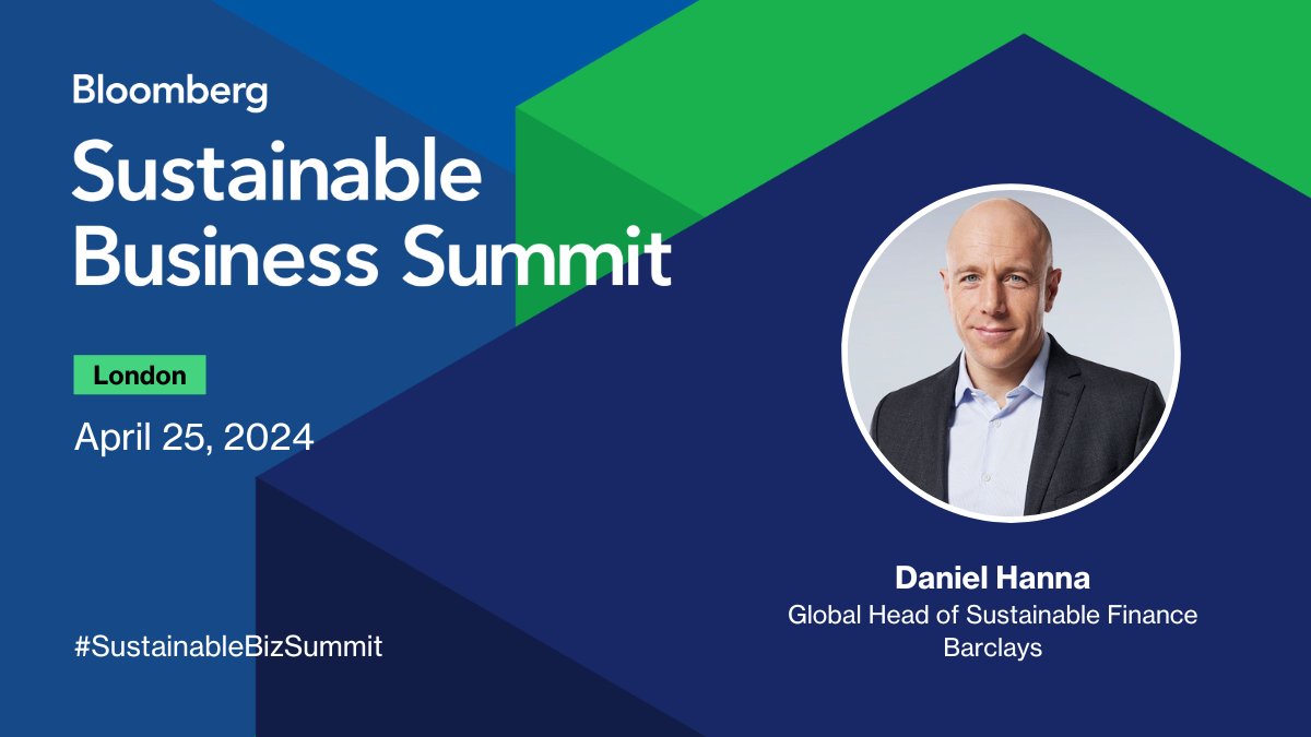 TOMORROW: @Barclays' Global Head of Sustainable Finance Daniel Hanna joins us tomorrow at the #SustainableBizSummit to discuss the bank's approach to transition finance, combatting greenwashing and more. Live at 11:30 AM BST. bloom.bg/49HVehY