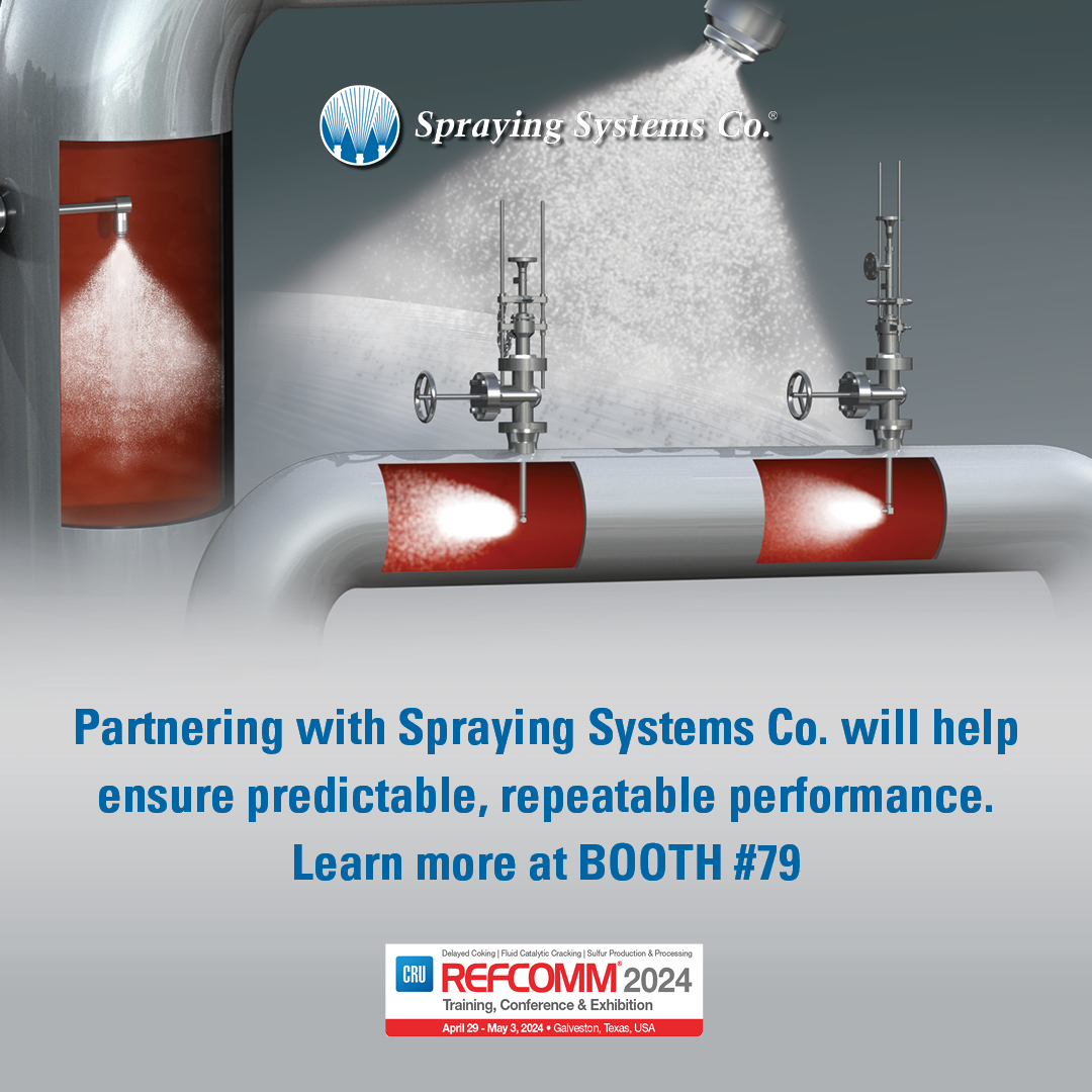 spraynews's tweet image. 🛢️ Heading to #RefComm in Galveston, TX? Swing by Booth #79 and discover the latest in spray technology with Spraying Systems Co.! April 29th - May 3rd. Don&apos;t miss out! 🔍 #RefComm2024