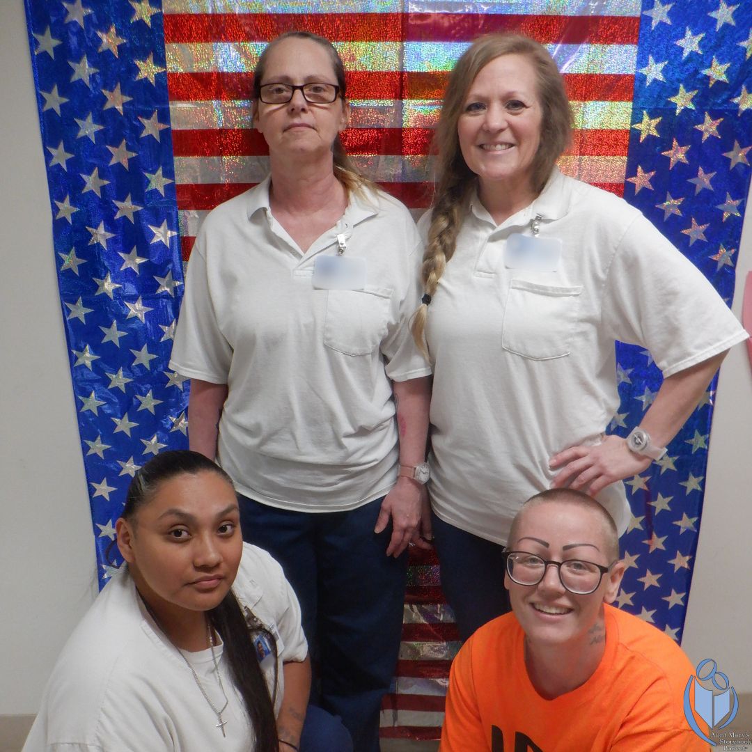 cjtinc's tweet photo. Big thanks to these four incarcerated peer educators at the Decatur Correctional Center whose support has been pivotal to Aunt Mary's Storybook's inaugural visit this past Friday. https://t.co/kxp3s18Cec