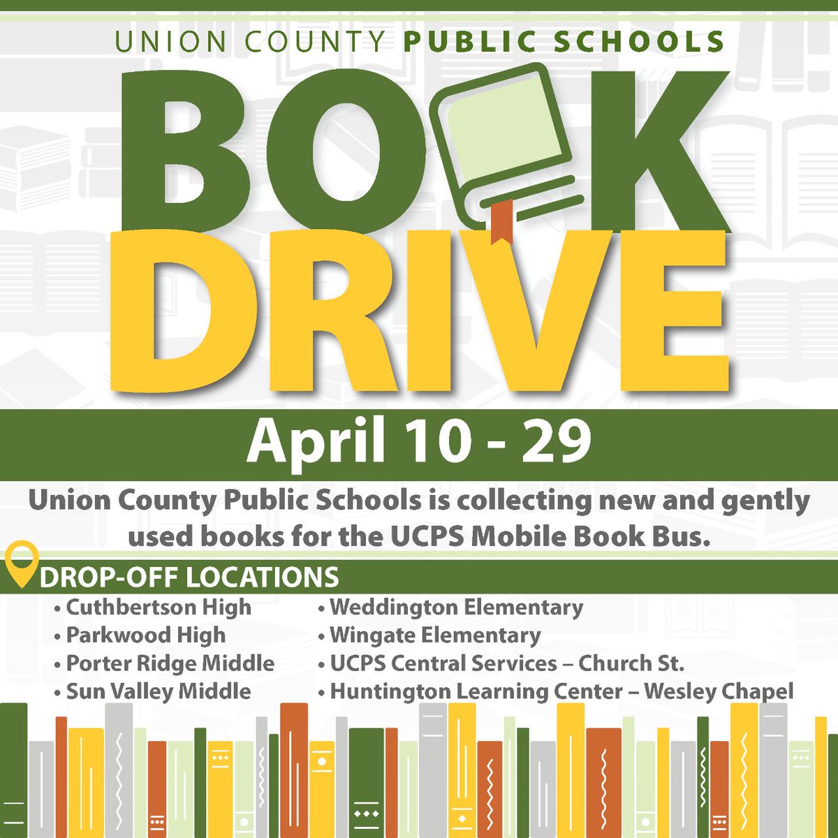 Support the UCPS Book Drive! Drop-Off location at CHS! @aghoulihan @ucpsnc