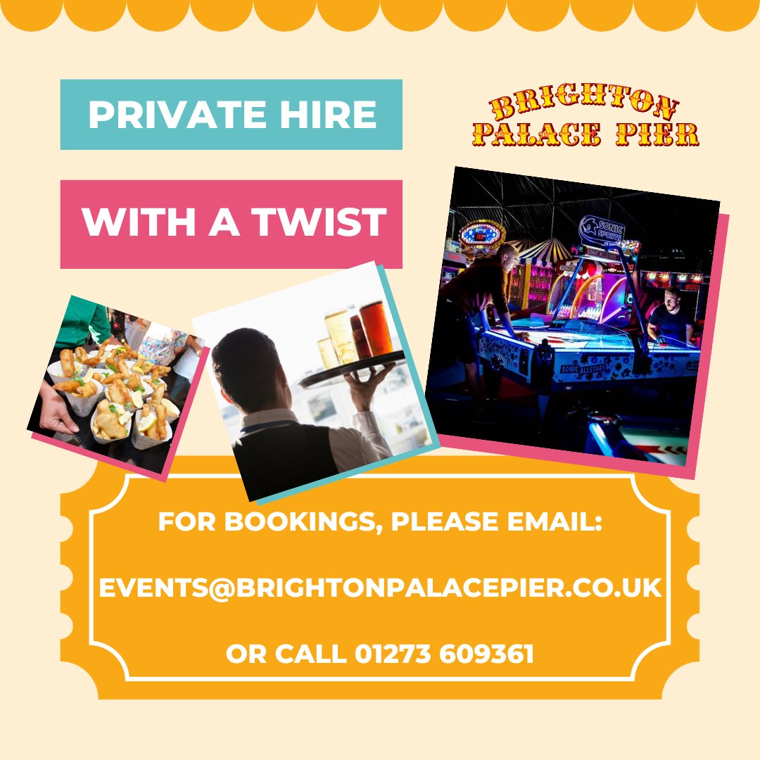 A networking event with a ride pass for your attendees? Corporate away days with incredible food and drink? Team training with breathtaking views of Brighton? Private hire events, with a Brighton Palace Pier twist. Get in touch to find out more and enquire about availability.